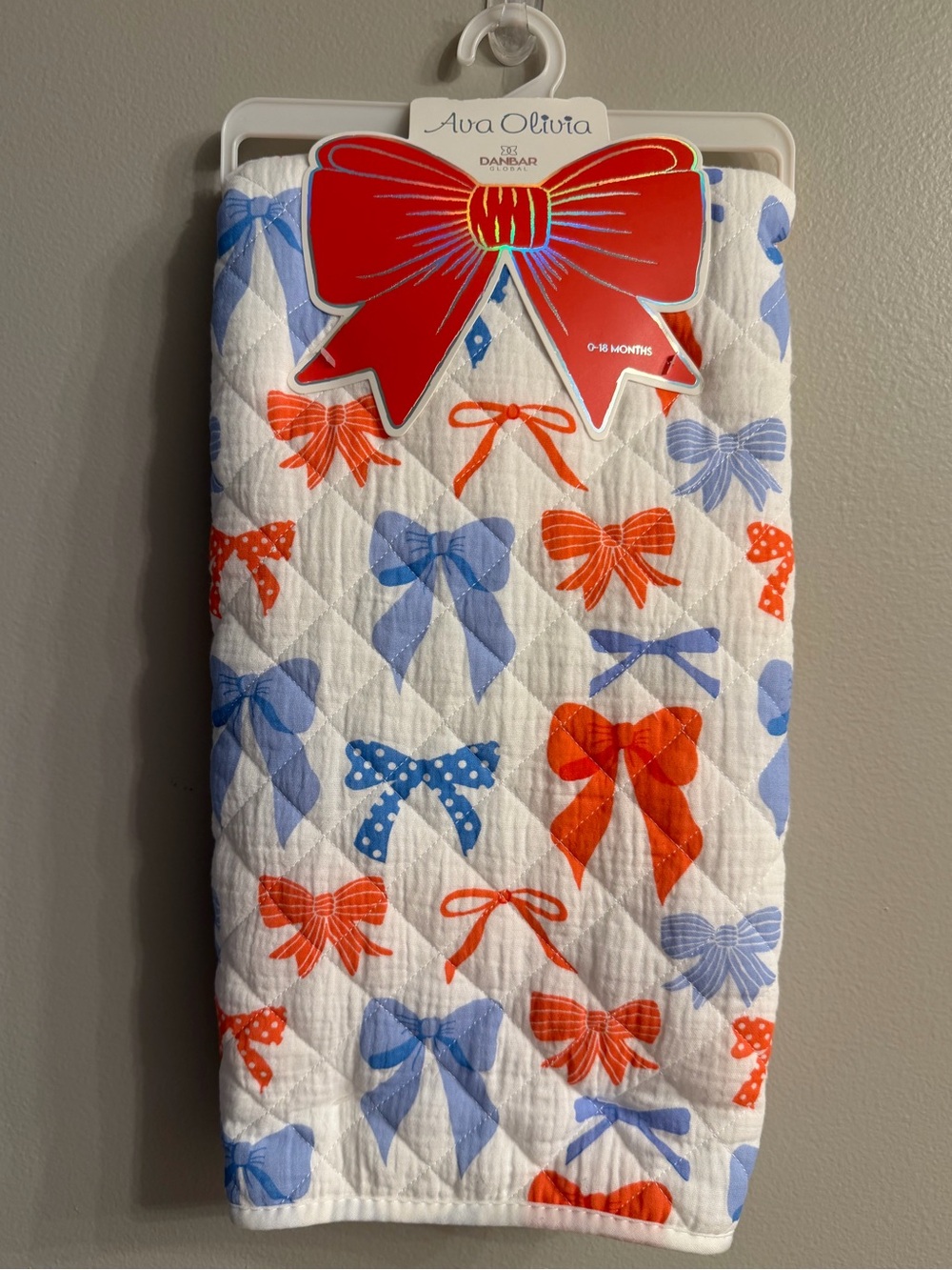 Ava Olivia Patriotic Bow Baby Blanket
